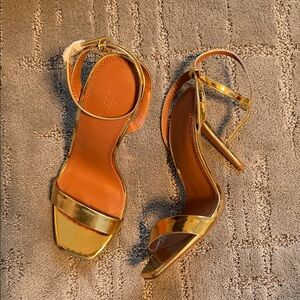 ASOS Gold Metallic Ankle Strap Heeled Sandals